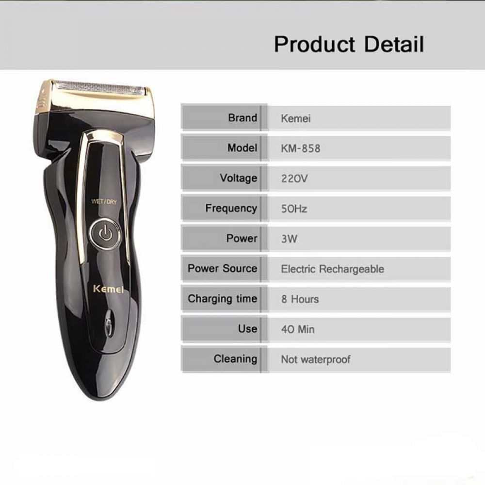 Kemei Rechargeable Electric Shaver Razor Trimmer KM-858